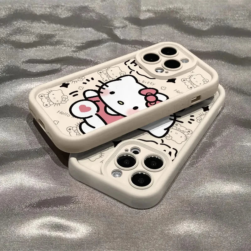 Phone Case Hello Kitty For Iphone 15 14 13 11 12 Pro Max Plus X XR XS 7 8 Plus Y2k Girl Clear Gift Silicone Anti-fall