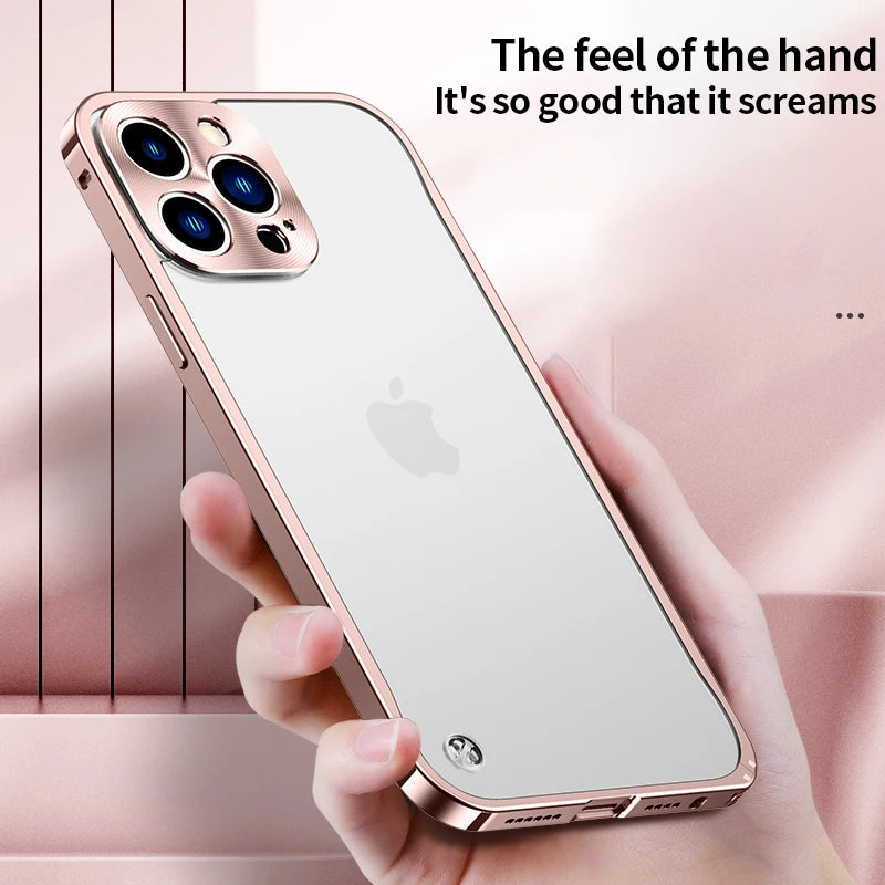 Luxury Metal Frame Lens Protection Cap Aluminum Phone Case For iPhone 13 Pro 14 Pro Max 12 Pro Max 11 Matte Translucent Cover