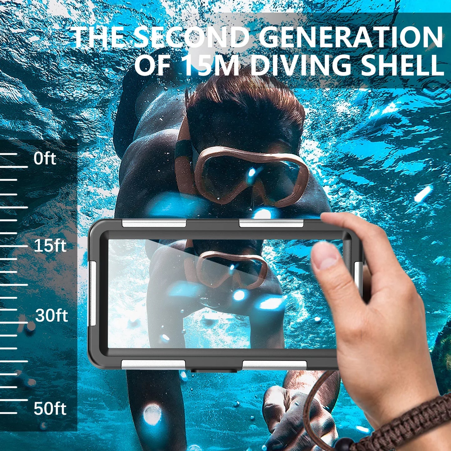 Shellbox Newly upgraded multicolor IP68 standard 15M/50ft diving/swimming photography professional diving waterproof Phone Case