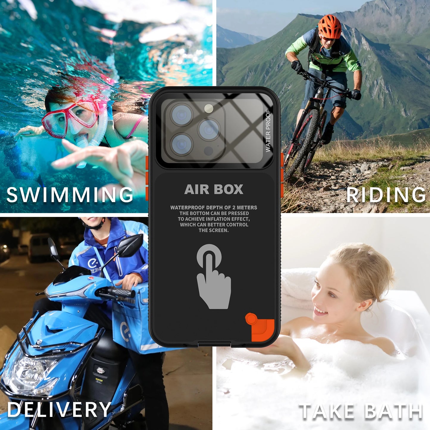 Shellbox Fashion Window Photography Underwater Touch Screen Suitable for iPhone 12 Pro 13 14 15 Max IP68 Waterproof Phone Case