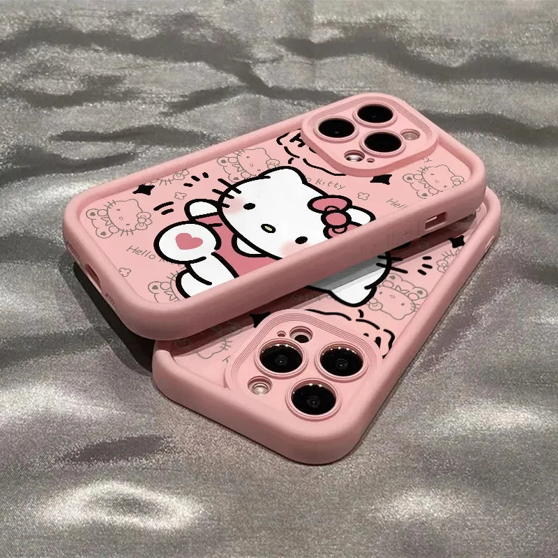 Phone Case Hello Kitty For Iphone 15 14 13 11 12 Pro Max Plus X XR XS 7 8 Plus Y2k Girl Clear Gift Silicone Anti-fall