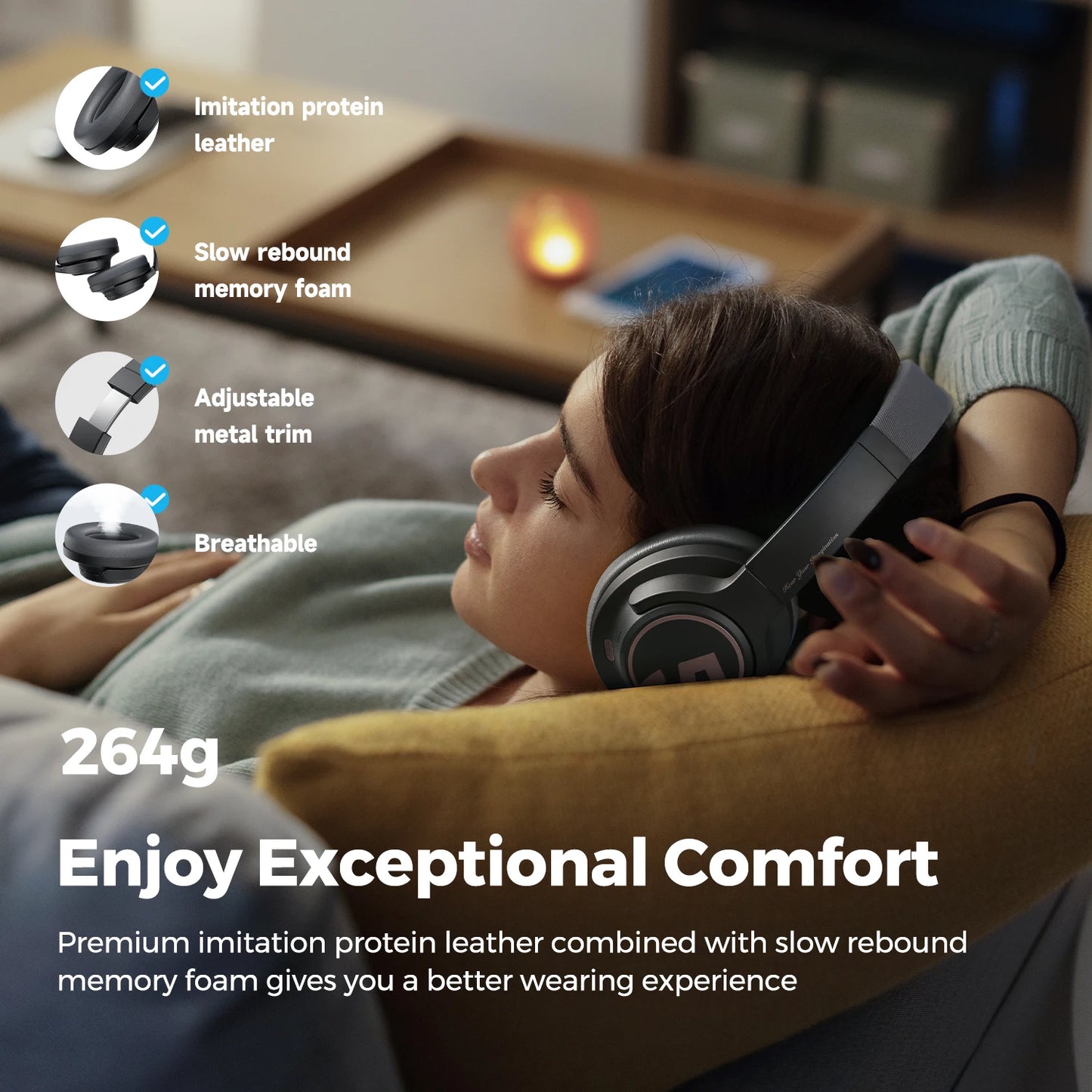 Space Headphones Bluetooth 5.3 Hybrid Active Noise Cancelling Wireless Headphone,123H Play,Mic,Multipoint Connection