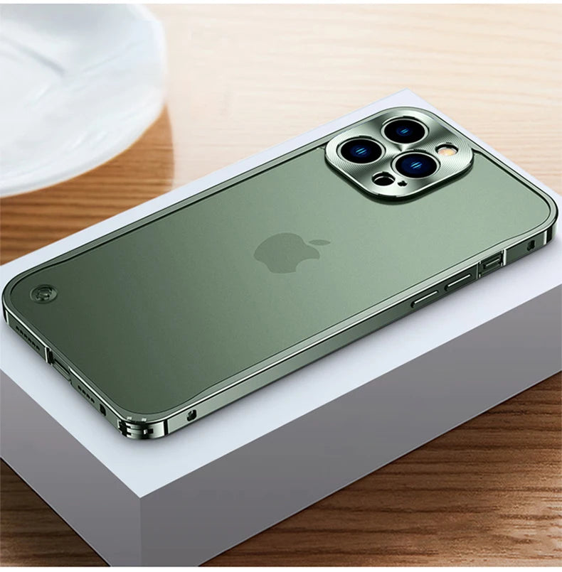 Luxury Metal Frame Lens Protection Cap Aluminum Phone Case For iPhone 13 Pro 14 Pro Max 12 Pro Max 11 Matte Translucent Cover