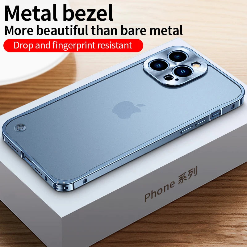 Luxury Metal Frame Lens Protection Cap Aluminum Phone Case For iPhone 13 Pro 14 Pro Max 12 Pro Max 11 Matte Translucent Cover