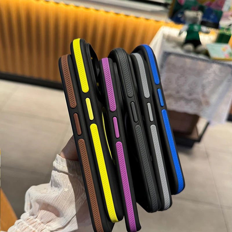 Luxury Patchwork Color Phone Case For iPhone 15 14 13 12 11 Pro Max Plus Anti Slip Frosting Translucent Magsafe Magnetic Cover