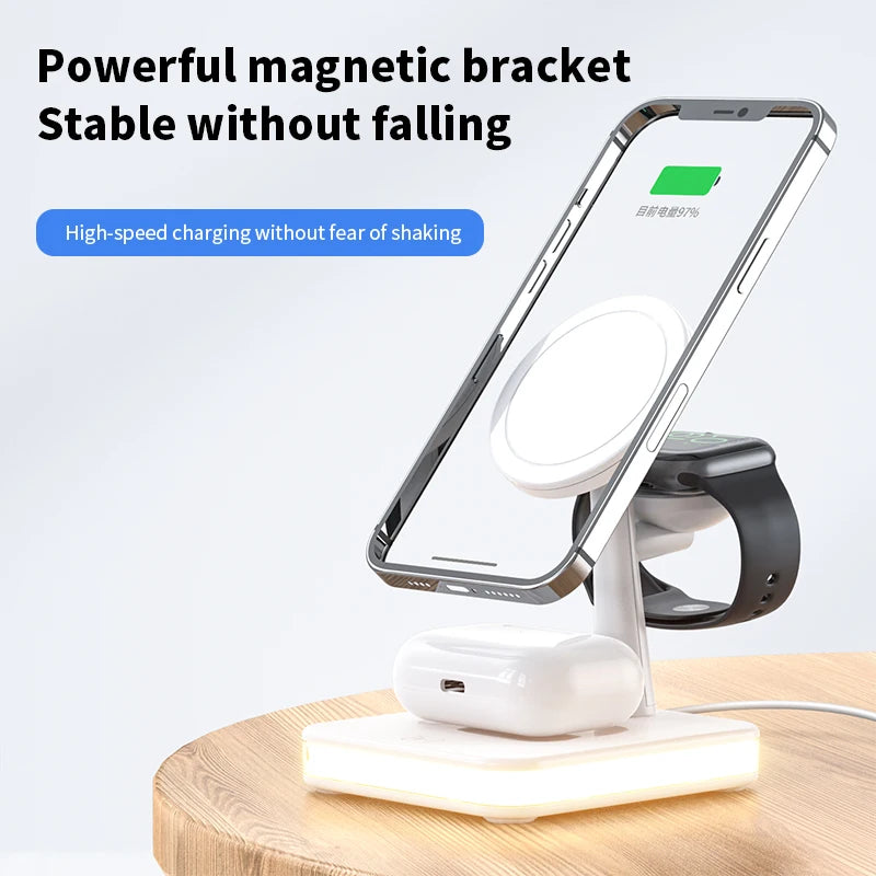 25W 3 in 1 Magnetic Wireless Charger for Macsafe iPhone 12 13 14 Pro Max Mini Apple Watch Airpods Pro Fast Charging Dock Station