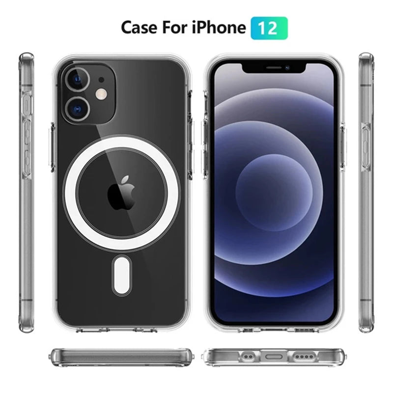 Clear Ultra Shockproof Soft Mag Safe Case for Magsafe IPhone 15 14 13 12 11 Pro Max 12 13 Mini Magnetic Circle Protective Cover