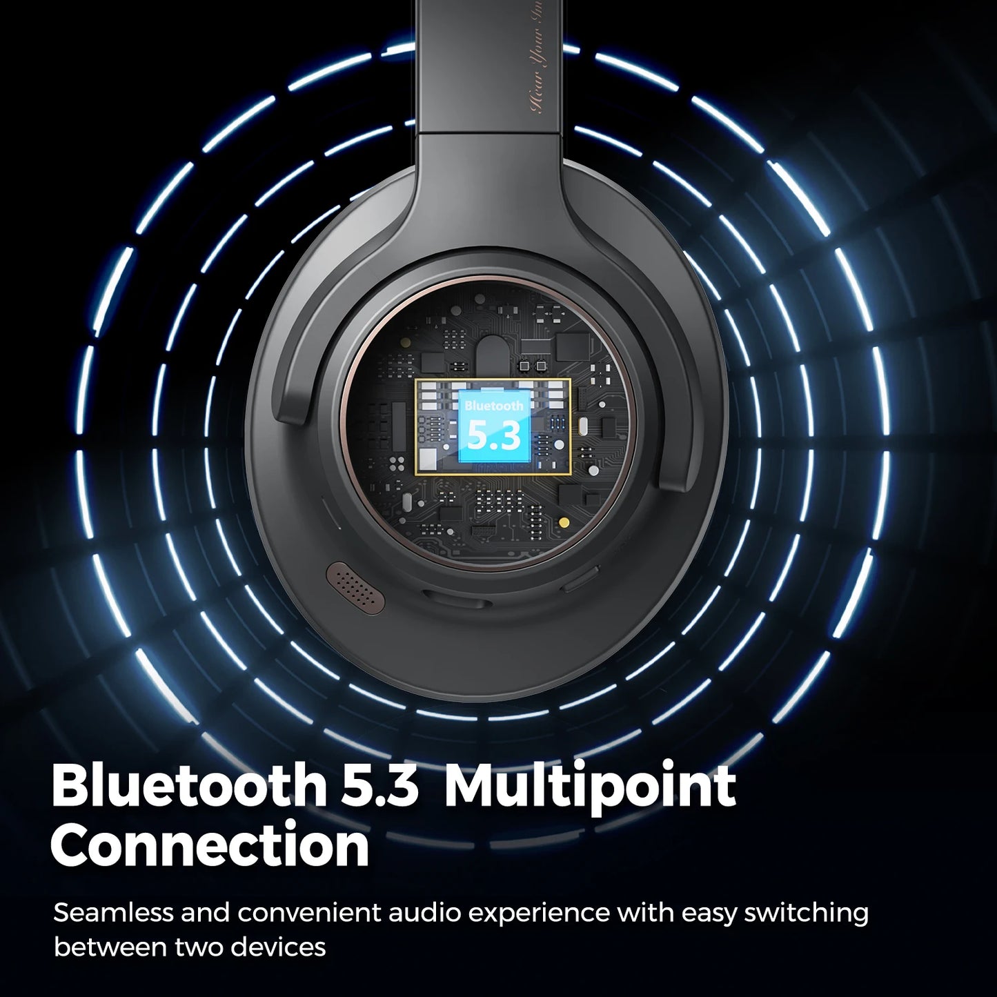 Space Headphones Bluetooth 5.3 Hybrid Active Noise Cancelling Wireless Headphone,123H Play,Mic,Multipoint Connection